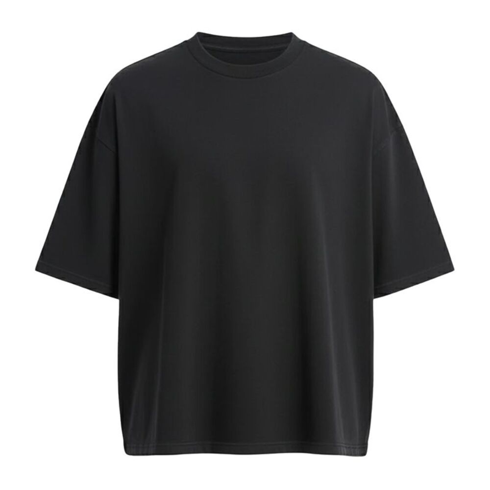 Awdis Mens Boxy Cropped T-Shirt / Deep Black